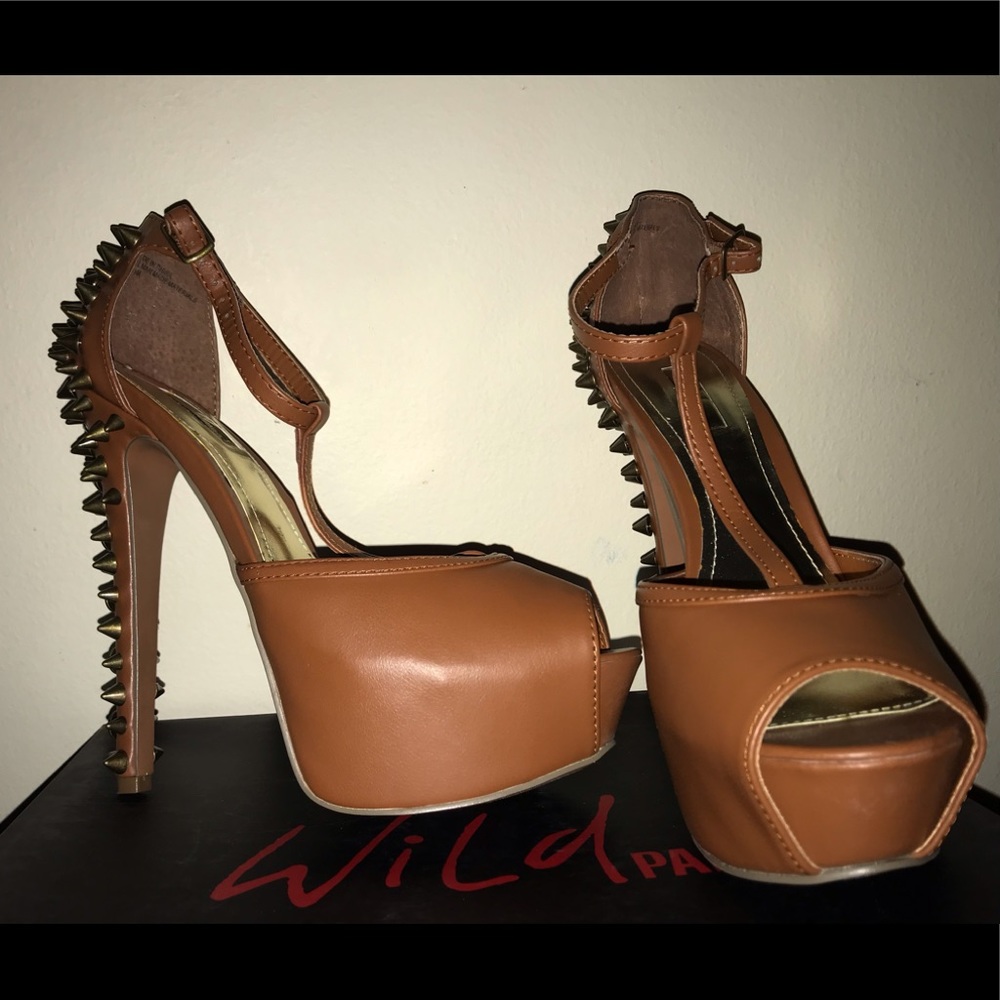 Fashion Nova spiked peep toe platform sandal heel